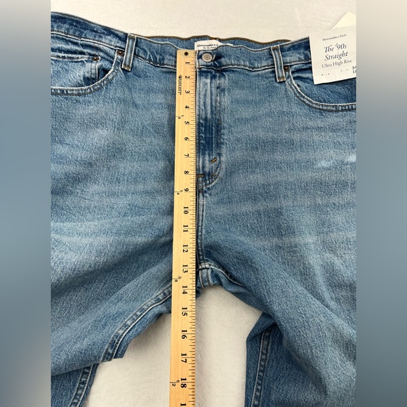 NWT Abercrombie & Fitch 34, 18 L Long 90s Straight Ultra High Rise Distressed - Picture 4 of 12